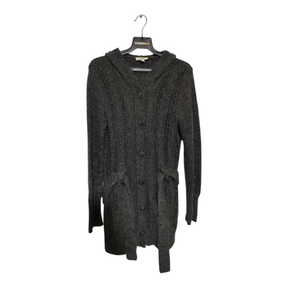 Jacob Connexion Womens Cardigan Sweater Alpaca Blend Gray Belted Size Large